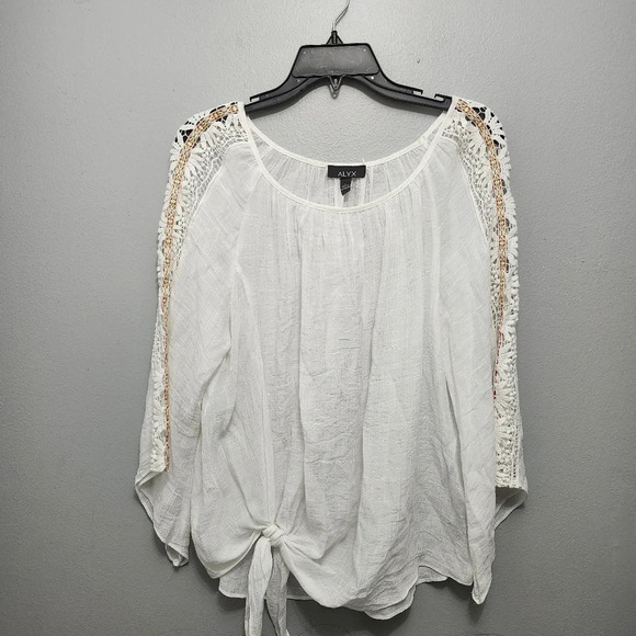 Alyx women's white crochet blouse top size large summer vacation cruise … - Picture 1 of 7